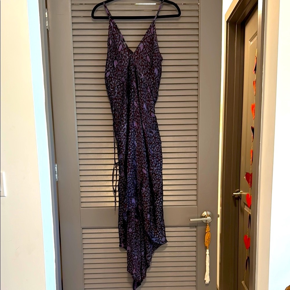 Elegant Silk Handmade Purple Patterned Dress from Indonesia